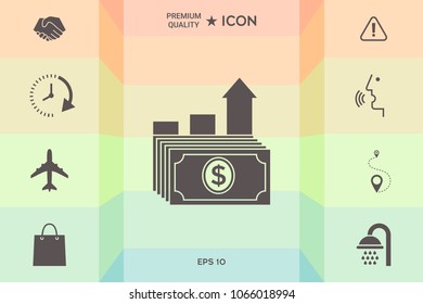 Dollar stack icon. Money growth concept