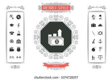 Dollar stack icon. Money growth concept