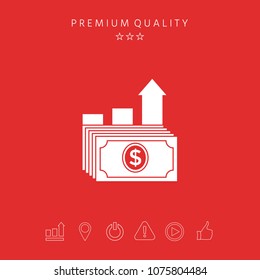 Dollar stack icon. Money growth concept