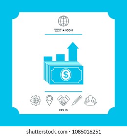 Dollar stack icon. Money growth concept