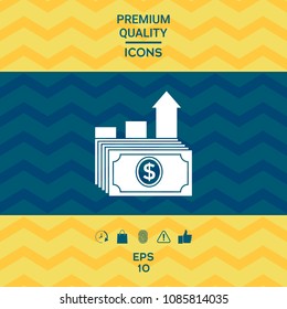 Dollar stack icon. Money growth concept