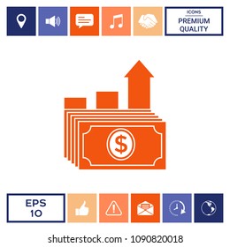 Dollar stack icon. Money growth concept