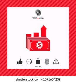 Dollar stack icon. Money growth concept