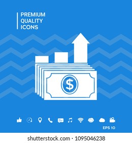 Dollar stack icon. Money growth concept