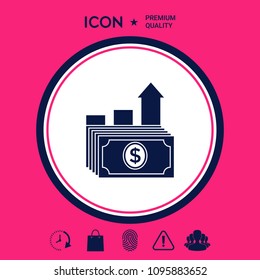 Dollar stack icon. Money growth concept