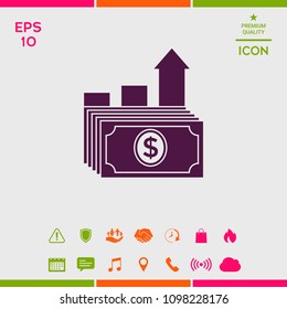 Dollar stack icon. Money growth concept