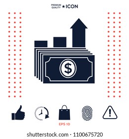 Dollar stack icon. Money growth concept