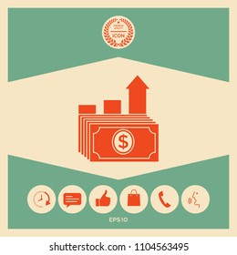 Dollar stack icon. Money growth concept