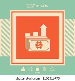 Dollar stack icon. Money growth concept