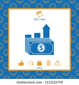 Dollar stack icon. Money growth concept