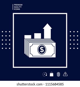 Dollar stack icon. Money growth concept
