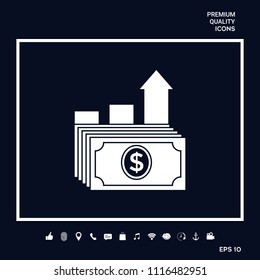 Dollar stack icon. Money growth concept