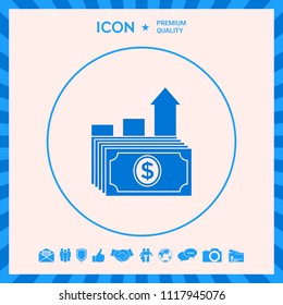 Dollar stack icon. Money growth concept
