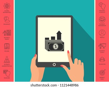 Dollar stack icon. Money growth concept