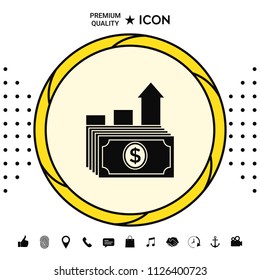Dollar stack icon. Money growth concept