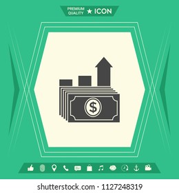 Dollar stack icon. Money growth concept