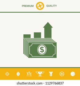 Dollar stack icon. Money growth concept