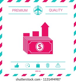 Dollar stack icon. Money growth concept