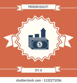 Dollar stack icon. Money growth concept
