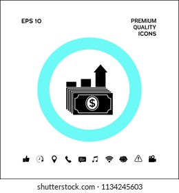 Dollar stack icon. Money growth concept