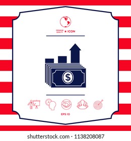 Dollar stack icon. Money growth concept
