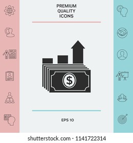 Dollar stack icon. Money growth concept