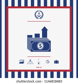 Dollar stack icon. Money growth concept