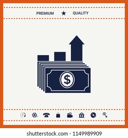 Dollar stack icon. Money growth concept