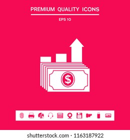 Dollar stack icon. Money growth concept