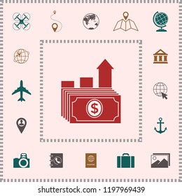Dollar stack icon. Money growth concept
