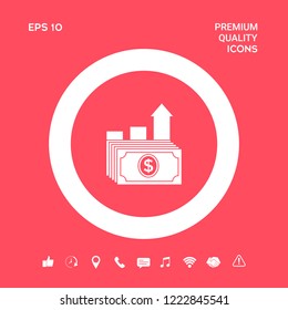 Dollar stack icon. Money growth concept. Graphic elements for your design
