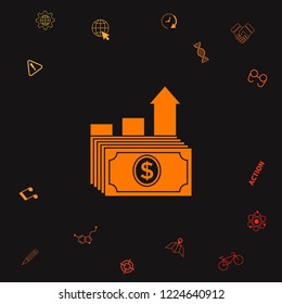 Dollar stack icon. Money growth concept. Graphic elements for your design