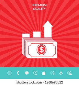 Dollar stack icon. Money growth concept. Graphic elements for your design