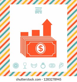 Dollar stack icon. Money growth concept. Graphic elements for your design