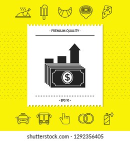 Dollar stack icon. Money growth concept. Graphic elements for your design