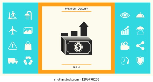 Dollar stack icon. Money growth concept. Graphic elements for your design
