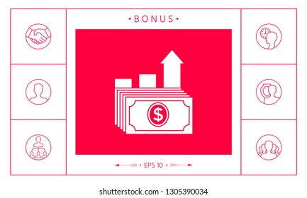 Dollar stack icon. Money growth concept. Graphic elements for your design