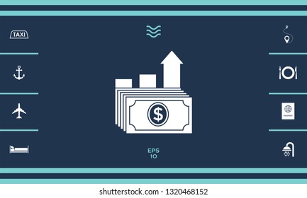 Dollar stack icon. Money growth concept. Graphic elements for your design