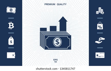 Dollar stack icon. Money growth concept. Graphic elements for your design