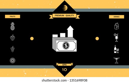 Dollar stack icon. Money growth concept. Graphic elements for your design