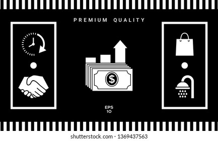 Dollar stack icon. Money growth concept. Graphic elements for your design