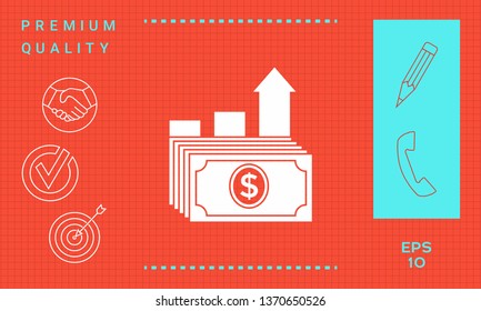 Dollar stack icon. Money growth concept. Graphic elements for your design