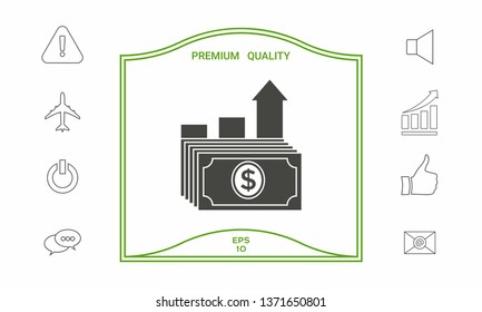 Dollar stack icon. Money growth concept. Graphic elements for your design