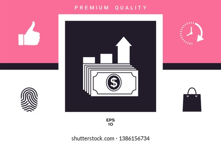 Dollar stack icon. Money growth concept. Graphic elements for your design