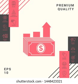 Dollar stack icon. Money growth concept. Graphic elements for your design