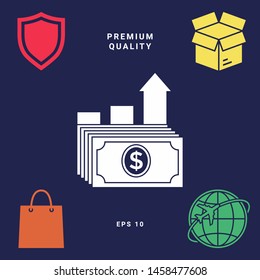 Dollar stack icon. Money growth concept. Graphic elements for your design