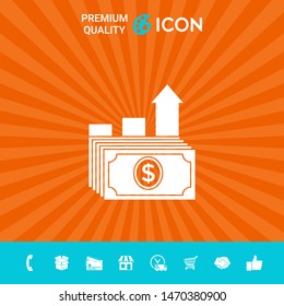 Dollar stack icon. Money growth concept. Graphic elements for your design