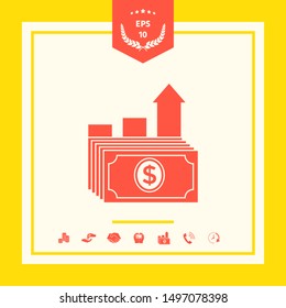 Dollar stack icon. Money growth concept. Graphic elements for your design