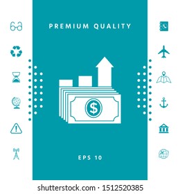 Dollar stack icon. Money growth concept. Graphic elements for your design