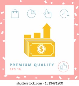 Dollar stack icon. Money growth concept. Graphic elements for your design